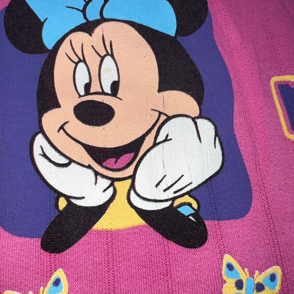 Vintage Minnie Mouse Pink & blue with daisy's pull over hoodie sweatshirt 7/8 - Picture 6 of 8